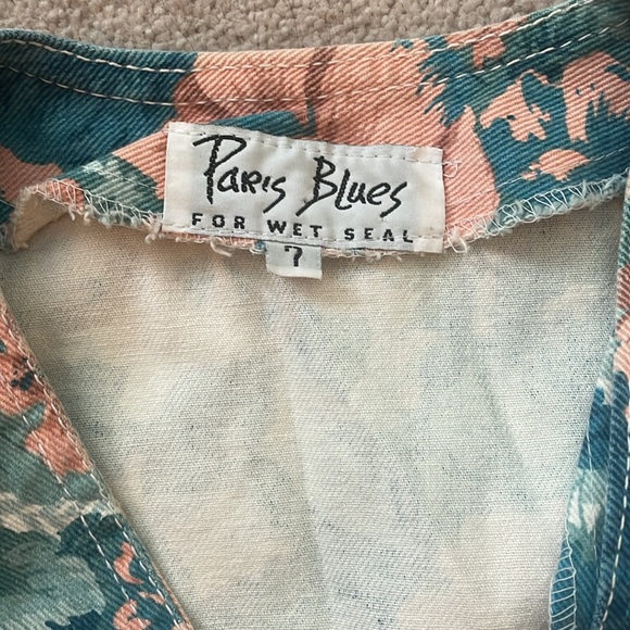 Vtg Paris Blues Floral Denim Bodycon Dress - Picture 3 of 7
